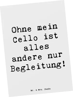 Produktbild von Mr. & Mrs. Panda Grußkarte Spruch Cello Magie - Weiß - Geschenk, Orchester, Musikinstrument, Instrument, Musiker, Fotokarte, Postkarten, Musik, bildkarte, Ansichtskarten