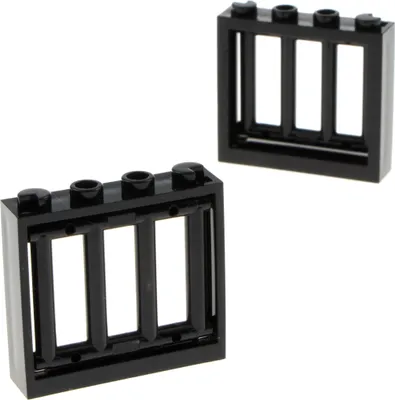 Image de 2x Lego fenêtre cadre 1x4x3 noir grille 4530589 62113 60594