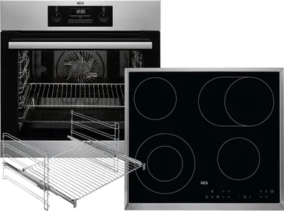 AEG BE33C636x Set Backofen Edelstahl BEB331010M + Glaskeramikkochfeld autark HK634060XB + 1-fach Teleskopvollauszug FlexiRunners TR1LFV