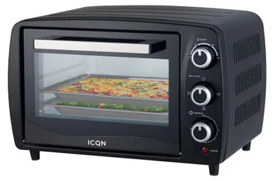 Produktbild von ICQN Kompakter Minibackofen 15 Liter, 1200W, 60 min-Timer, 3 Kochfuntionen, 90°-