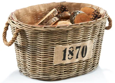 Obrázek produktu pro Kobolo nosič dřeva 1870 oválný ratanový šedý s jutovou tkaninou - koš na dřevo na palivové dřevo koš na dřevo koš na dřevo pytel na dřevo koš na dřevo koš na dřevo koš na dřevo koš na dřevo krbové koše dekorace