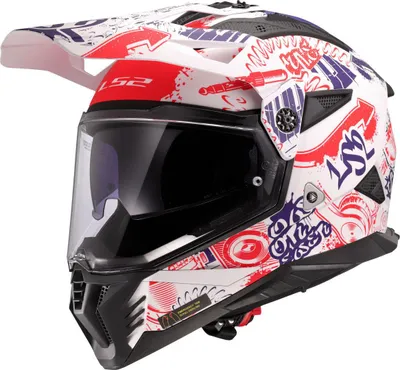 Produktbild von LS2 MX702 Pioneer II Fantasy Motocross Helm, weiß matt/rot/blau, 2XL (63/64)