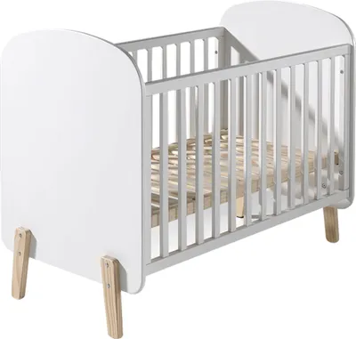 Produktbild von Babybett Gitterbett SLIGO-12 Lack weiß, Kiefer massiv, 60 x 120 cm Liegefläche, B x H x T ca. 129 x 94 x 68cm