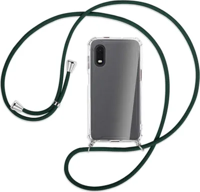 Produktbild von Handykette Backcover-Schutzhülle mit Band (Metall silberfarben) für Samsung Galaxy Xcover Pro - dunkelgrün