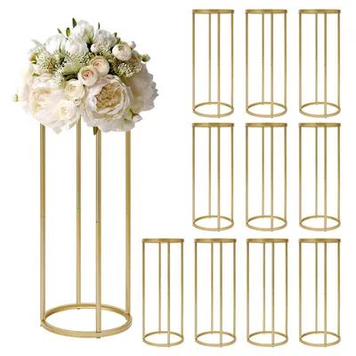 Produktbild von 10Stück Blumenständer 80cm Rechteckige Blumenvasen Hochzeits Tischdekoration Gold