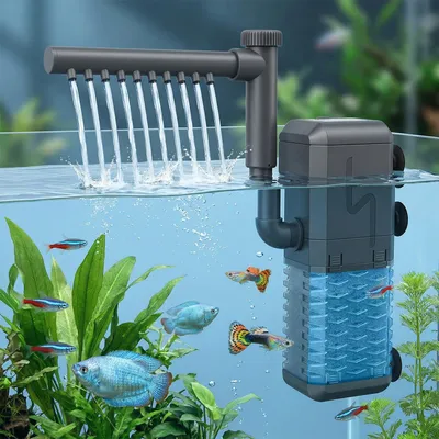 Image de Filtre interne pour aquarium, débit de 600 L/h, puissance de 6 W, système de filtration 3-en-1, pour aquariums jusqu'à 200 L