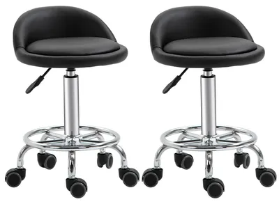 Produktbild von Rollhocker mit Rückenlehne 57 bis 72 cm höhenverstellbar Drehhocker, für Büro & Salon
