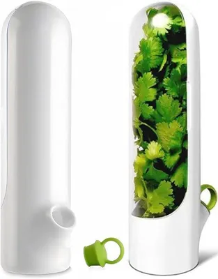 Obrázek produktu pro Chladnička na bylinky – chladnička pro čerstvé bylinky – udrží bylinky čerstvé – průhledný design – 24,5 cm – bílá