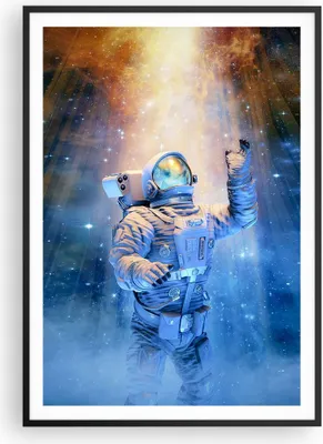 Produktbild von Gerahmtes Poster - Schwarzer Rahmen - Astronaut Licht Kosmos - 70x100 cm - Wand Bild - Wanddeko - Wandbilder - Kunstposter - Wandposter - Bilderrahmen - Bilder - Kunstdruck - P2BPA70x100-4672
