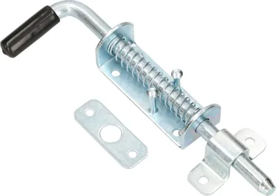 Zdjęcie produktu dla KOTARBAU® Zasuwa Sprężynowa Garażowa Rygiel Zamknięcie Blokada Drzwi Bramy Dwustronna Lewa i Prawa Srebrna Stal 220 MM