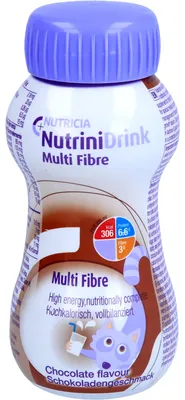 Produktbild von NutriniDrink Multi Fibre Schokoladengeschmack hochkalorische Trinknahrung, 200 ml Lösung