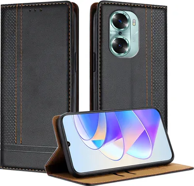 Image de Etui pour Honor 60 étui en cuir avec fonction stand noir