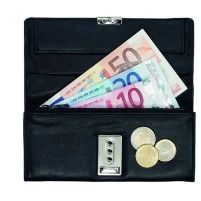 Produktbild von Kellnerbörse 17,5x10cm Leder mit Metallkette schwarz