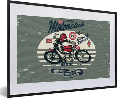 Produktbild von MuchoWow® MuchoWow® Gerahmtes Poster Motorrad - Retro - Zitat 60x40 cm - Poster mit zchwarzem Bilderrahmen - Schlafzimmer - Plakat in Rahmen - Drucken
