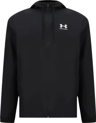 A black Under Armour windbreaker jacket.