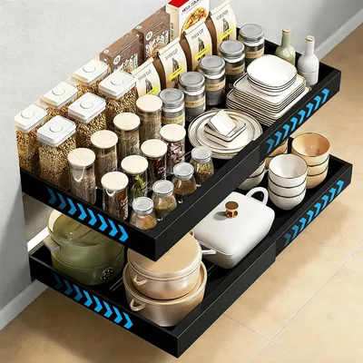 Immagine prodotto di Set di 2 cassetti estraibili per cucina, da montare senza foratura