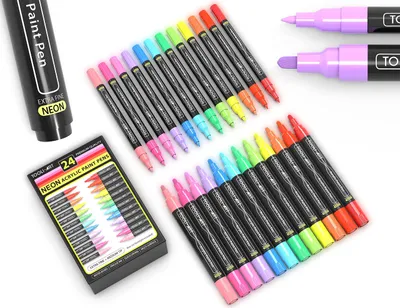Zdjęcie produktu dla Zestaw 24 fluorescencyjnych markerów akrylowych