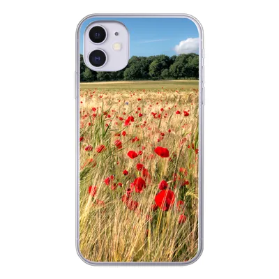 Produktbild von MuchoWow® Handyhülle Schutzhülle Hülle für iPhone 11 Wilde Mohnblumen auf einem großen Feld Silikon Softcase Handy Hülle - Handytasche