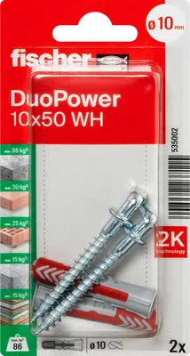 Produktbild von fischer Allzweckdübel DuoPower 10 x 50 WH, 2 Stück