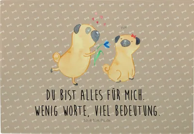 Produktbild von Mr. & Mrs. Panda Servierplatte Mops Verliebt - Hundeglück - Geschenk, Schneidebrett, Brotzeitplatte, Hund, Frühstücksbrett, Vesperplatte, Glas-Schneidebrett, Knuffig