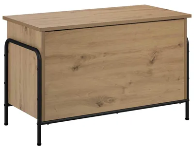 Image de Boîte de rangement en bois imitation chêne, dimensions 80 x 40 x 49,5 cm
