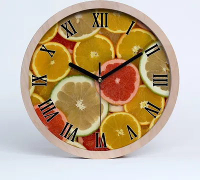 Produktbild von Holzuhr 25fi cm wanduhr - schwarze Spitzen - Zitrusfrüchte
