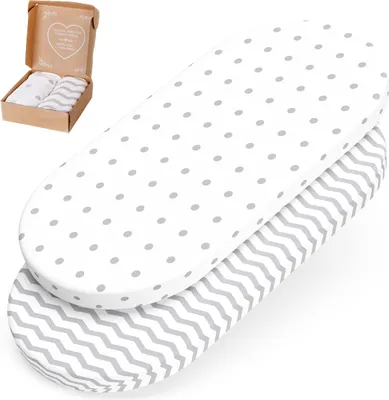 Produktbild von 2er Set Spannbettlaken für Baby aus Baumwolle  80x40 cm auch für 78x36, 80x35 - Spannbetttücher für Kinderwagen, Stubenwagen, Moseskorb, Babywiege