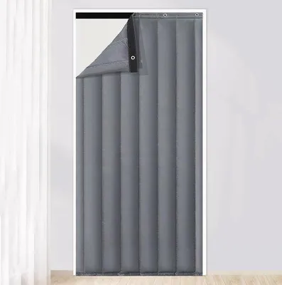 Produktbild von Famanu Thermisches Deurgordijn für Geräuschreduzierung und Privatsphäre - Wasserdicht und Winddicht Grau (B 95 x H 200 cm)
