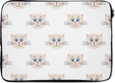 Produktbild von MuchoWow® Laptop Hülle 13 Zoll Katzen - Mädchen - Pastell - Muster - Kinder Laptoptasche - Laptophülle - Sleeve - Rundumschutz