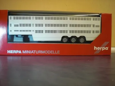 Produktbild von Herpa 076333-002 - 1/87 Viehtransporter-Auflieger - Rot / Weiss - Neu
