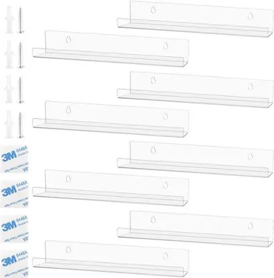 Produktbild von Ibenzoa® Komplett-Set: 8 Schallplatten (30,5×4,3×4,3 cm) mit 30 cm Acryl-Wandhalter – zur Organisation & Präsentation für Sammler