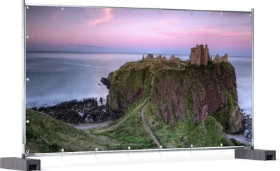 Produktbild von Wallario XXL Outdoor-Poster für Garten oder Balkon, Motiv Schloss am Meer, in ca. 340 x 173 cm