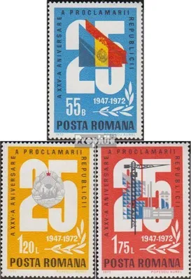 Produktbild von Briefmarken Rumänien 1972 Mi 3080-3082 (kompl.Ausg.) postfrisch 25Jahre rumänische Volksrepublik