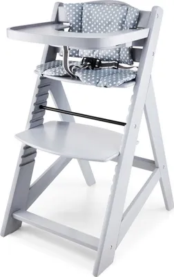 Zdjęcie produktu dla Krzesło do karmienia drewniane Moby-System WOODY - kolor szary