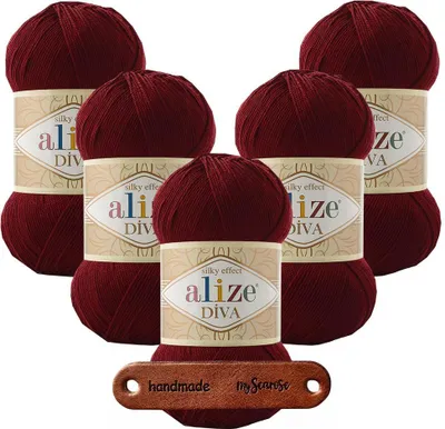 Produktbild von 5 x ALIZE Diva 57 Bordeaux mit Label