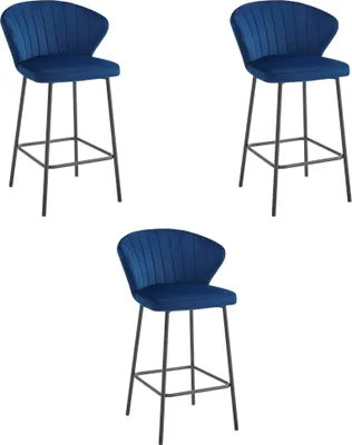 Produktbild von Valora GATTA Hocker Navy Set 3 | Dreierset marineblaue GATTA elegante Hocker