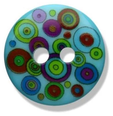 Produktbild von Seco Kinderknopf 22053 15 mm Bunte Kreise Knopf für Baby & Kinder Farbe 2105 - Türkis