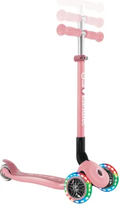 Produktbild von GLOBBER PRIMO FOLDABLE LIGHTS – Tretroller Kinder, 120/80mm, ABEC 9, 3-rädrig, höhenverstellbar, LED-Rollen, pastellrosa