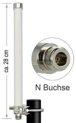 Produktbild von Delock WLAN - Antenne - Wi-Fi - 8 dBi - ungerichtet - außen, Stangenbefestigung - weiß
