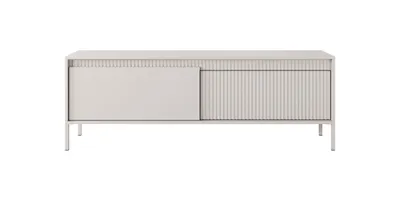 Produktbild von SENSO TV-Lowboard geriffelte MDF-Fronten, Push-to-Open, Beige, Metallbeine, 153x40x54 cm