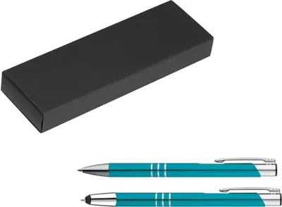 Produktbild von Metall Schreibset / Touchpen Kugelschreiber + Kugelschreiber / Farbe: türkis
