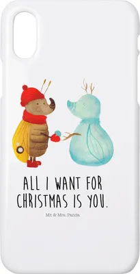 Produktbild von Mr. & Mrs. Panda Iphone 10 Handyhülle Nachtfalter Schneemann - Weiß - Geschenk, Weihnachten, Hülle, Cover, Schnee, Winter, Weihnachtsgruß, X, Handy
