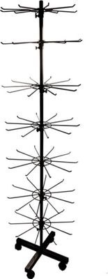 155cm Verkaufsständer drehbar | rollbares Warenständer 7 Etagen | Ladendekoration | Drehständer mit 70x Haken aus Metall | Ständer Ladenausstattung Theke | Ladeneinrichtung Kleinartikelständer schwarz