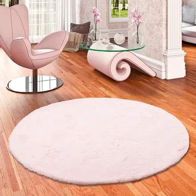 Produktbild von Luxus Super Soft Fellteppich Plush Rosa Rund , Größe:120 cm Rund