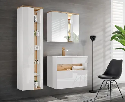 Produktbild von Design Badezimmer Möbel Bad 3 tlg. Set Garnitur Schrank Waschbecken Schränke