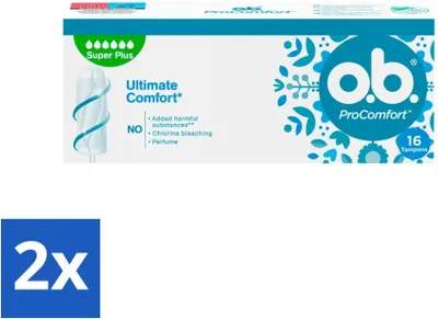 Produktbild von ob Tampons – ProComfort Super Plus – Für zusätzlichen Schutz und Komfort – 16 Tampons - Vorteilspack - 2 Stücke