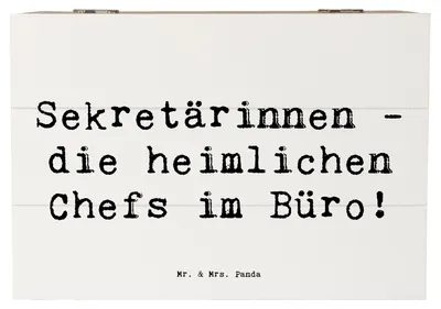 Produktbild von Mr. & Mrs. Panda Box Spruch Sekretärin Chefin 22 x 15 cm - Weiß - Geschenk, kreative Geschenke, Berufsprodukte, Büromanagement, Multitasking, Büroalltag, Empfang, Beruf