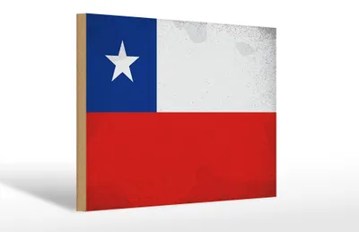 Produktbild von Holzschild Flagge Chiles 30x20cm Flag of Chile Vintage
