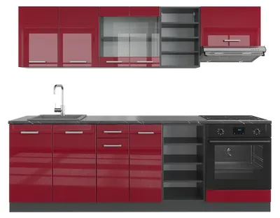 Image de Cuisine Vicco R-Line Rouge brillant/Anthracite 240cm sans PT, Model 37678