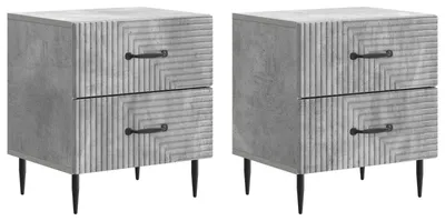 Produktbild von vidaXL Nachttisch 2 Stk. Betongrau 43 x 34,5 x 47,5 cm Holzwerkstoff